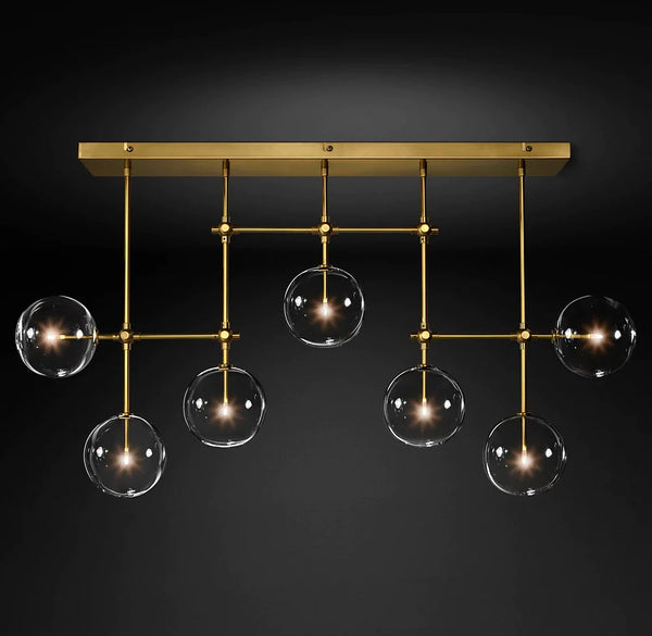 Glass Globe Mobile Linear Chandelier 60′′