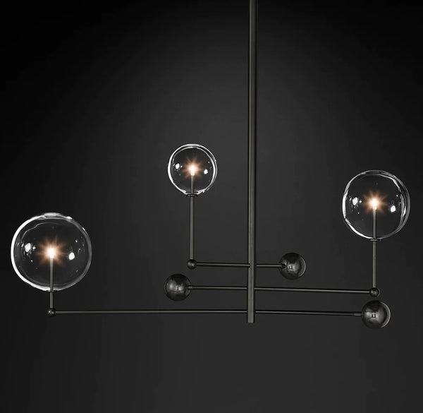 Glass Globe Mobile Three-Arm Chandelier 46′′