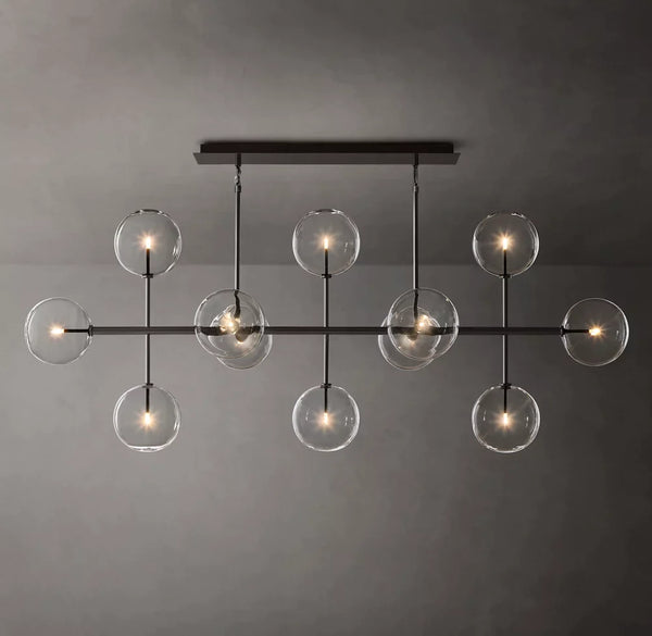 Glass Globe Mobile Linear Chandelier 72′′