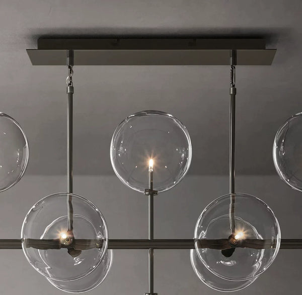 Glass Globe Mobile Linear Chandelier 58′′ 12-Lights